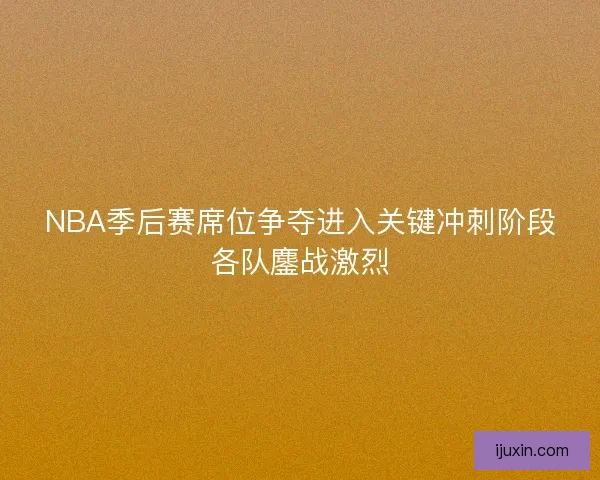 NBA季后赛席位争夺进入关键冲刺阶段各队鏖战激烈